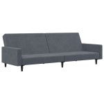 vidaXL Canapea extensibilă cu taburet, 2 locuri, gri închis, catifea