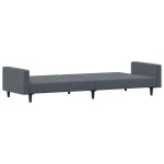 vidaXL Canapea extensibilă cu taburet, 2 locuri, gri închis, catifea