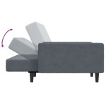 vidaXL Canapea extensibilă cu taburet, 2 locuri, gri închis, catifea