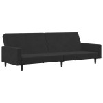 vidaXL Canapea extensibilă cu taburet, 2 locuri, negru, catifea vidaXL Canapea extensibilă cu taburet, 2 locuri, negru, catifea