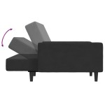vidaXL Canapea extensibilă cu taburet, 2 locuri, negru, catifea vidaXL Canapea extensibilă cu taburet, 2 locuri, negru, catifea