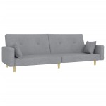 vidaXL Canapea extensibilă cu taburet, 2 locuri, gri deschis, textil