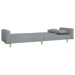 vidaXL Canapea extensibilă cu taburet, 2 locuri, gri deschis, textil
