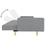 vidaXL Canapea extensibilă cu taburet, 2 locuri, gri deschis, textil
