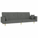 vidaXL Canapea extensibilă cu taburet, 2 locuri, gri închis, textil
