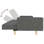 vidaXL Canapea extensibilă cu taburet, 2 locuri, gri închis, textil