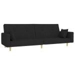 vidaXL Canapea extensibilă cu taburet, 2 locuri, negru, textil vidaXL Canapea extensibilă cu taburet, 2 locuri, negru, textil