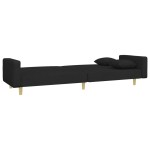 vidaXL Canapea extensibilă cu taburet, 2 locuri, negru, textil vidaXL Canapea extensibilă cu taburet, 2 locuri, negru, textil