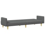 vidaXL Canapea extensibilă cu taburet, 2 locuri, gri închis, textil