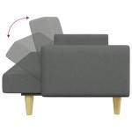 vidaXL Canapea extensibilă cu taburet, 2 locuri, gri închis, textil