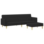 vidaXL Canapea extensibilă cu taburet, 2 locuri, negru, textil vidaXL Canapea extensibilă cu taburet, 2 locuri, negru, textil
