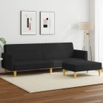 vidaXL Canapea extensibilă cu taburet, 2 locuri, negru, textil vidaXL Canapea extensibilă cu taburet, 2 locuri, negru, textil