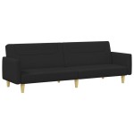 vidaXL Canapea extensibilă cu taburet, 2 locuri, negru, textil vidaXL Canapea extensibilă cu taburet, 2 locuri, negru, textil