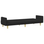 vidaXL Canapea extensibilă cu taburet, 2 locuri, negru, textil vidaXL Canapea extensibilă cu taburet, 2 locuri, negru, textil
