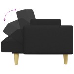 vidaXL Canapea extensibilă cu taburet, 2 locuri, negru, textil vidaXL Canapea extensibilă cu taburet, 2 locuri, negru, textil