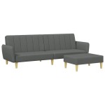 vidaXL Canapea extensibilă cu taburet, 2 locuri, gri închis, textil vidaXL Canapea extensibilă cu taburet, 2 locuri, gri închis, textil