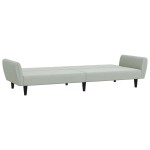 vidaXL Canapea extensibilă cu taburet, 2 locuri, gri deschis, catifea