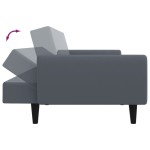 vidaXL Canapea extensibilă cu taburet, 2 locuri, gri închis, catifea