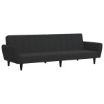vidaXL Canapea extensibilă cu taburet, 2 locuri, negru, catifea vidaXL Canapea extensibilă cu taburet, 2 locuri, negru, catifea