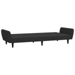 vidaXL Canapea extensibilă cu taburet, 2 locuri, negru, catifea vidaXL Canapea extensibilă cu taburet, 2 locuri, negru, catifea