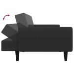 vidaXL Canapea extensibilă cu taburet, 2 locuri, negru, catifea vidaXL Canapea extensibilă cu taburet, 2 locuri, negru, catifea
