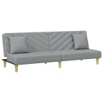 vidaXL Canapea extensibilă cu pernuță și taburet 2 locuri gri textil