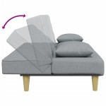 vidaXL Canapea extensibilă cu pernuță și taburet 2 locuri gri textil