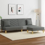 vidaXL Canapea extensibilă 2 locuri/perne/taburet, gri închis, textil vidaXL Canapea extensibilă 2 locuri/perne/taburet, gri închis, textil