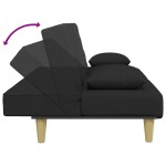 vidaXL Canapea extensibilă cu pernuță și taburet 2locuri negru textil