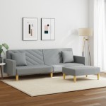 vidaXL Canapea extensibilă cu pernuță și taburet 2 locuri gri textil