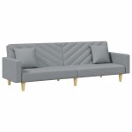 vidaXL Canapea extensibilă cu pernuță și taburet 2 locuri gri textil
