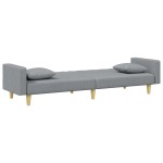 vidaXL Canapea extensibilă cu pernuță și taburet 2 locuri gri textil