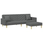 vidaXL Canapea extensibilă 2 locuri/perne/taburet, gri închis, textil vidaXL Canapea extensibilă 2 locuri/perne/taburet, gri închis, textil