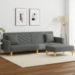 vidaXL Canapea extensibilă 2 locuri/perne/taburet, gri închis, textil vidaXL Canapea extensibilă 2 locuri/perne/taburet, gri închis, textil