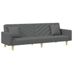 vidaXL Canapea extensibilă 2 locuri/perne/taburet, gri închis, textil vidaXL Canapea extensibilă 2 locuri/perne/taburet, gri închis, textil