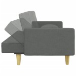 vidaXL Canapea extensibilă 2 locuri/perne/taburet, gri închis, textil vidaXL Canapea extensibilă 2 locuri/perne/taburet, gri închis, textil