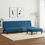 vidaXL Set canapea 2 piese, albastru, catifea vidaXL Set canapea 2 piese, albastru, catifea