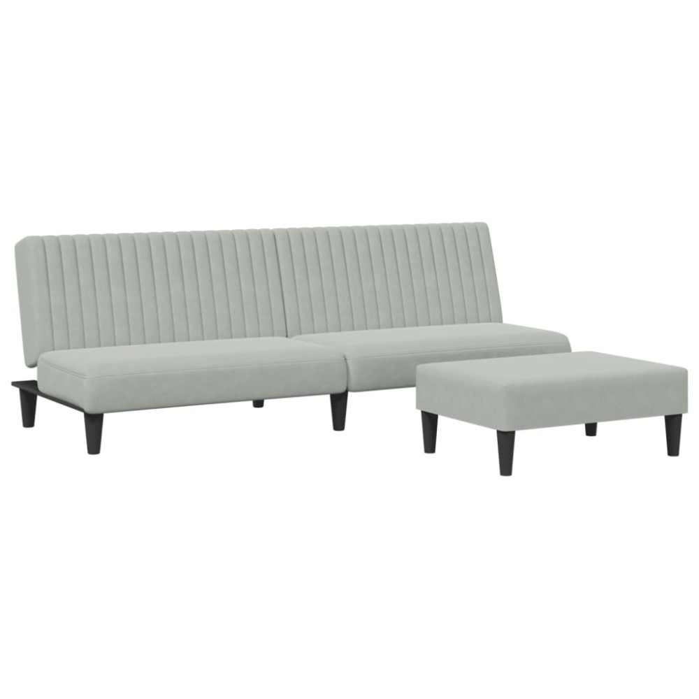 vidaXL Set canapea, 2 piese, gri deschis, catifea