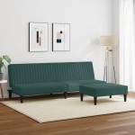 vidaXL Set canapele, 2 piese, verde închis, catifea