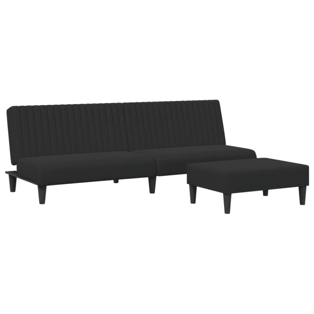 vidaXL Set canapea 2 piese, negru, catifea
