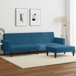vidaXL Set canapea 2 piese, albastru, catifea vidaXL Set canapea 2 piese, albastru, catifea