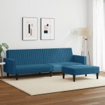 vidaXL Set canapea 2 piese, albastru, catifea vidaXL Set canapea 2 piese, albastru, catifea