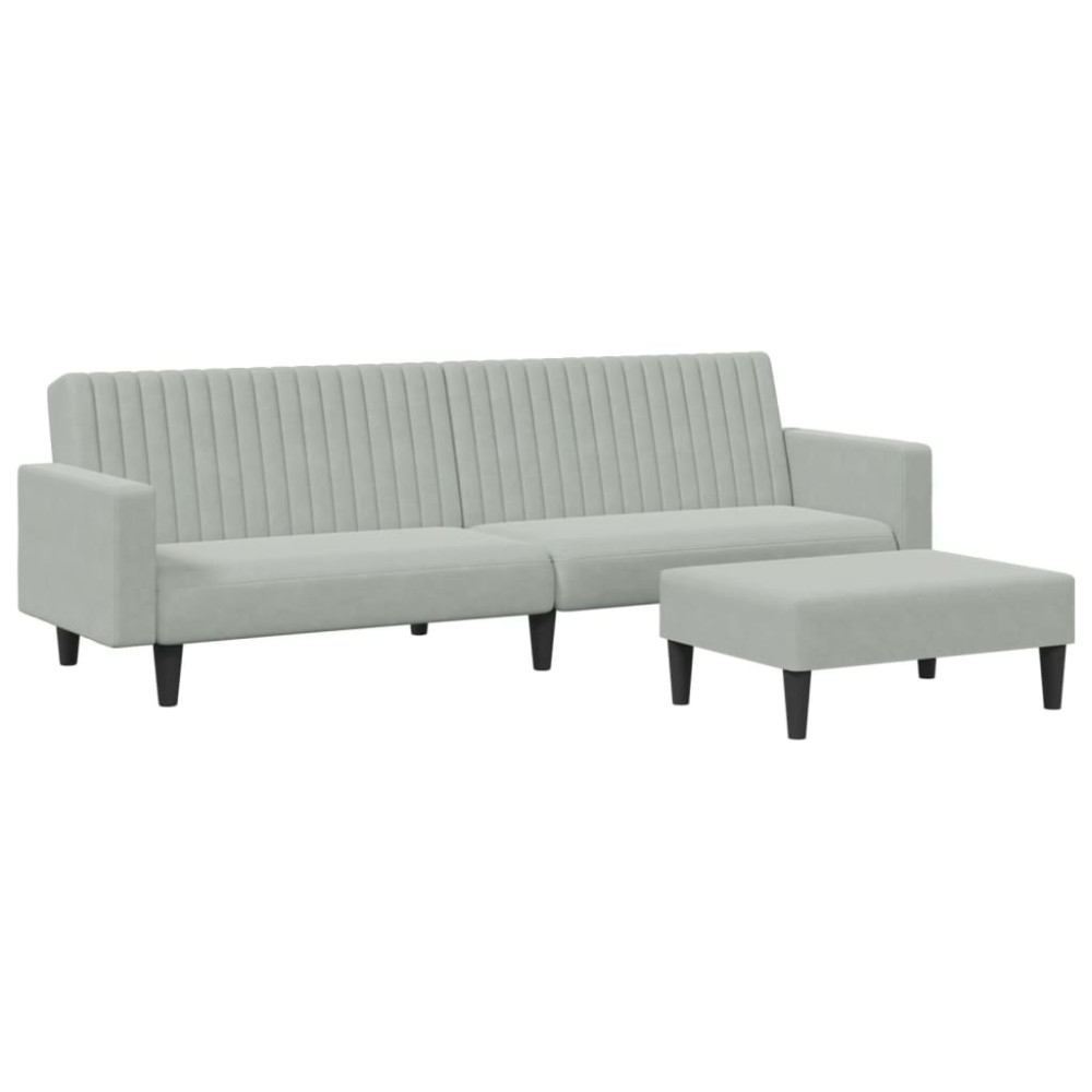 vidaXL Set canapea, 2 piese, gri deschis, catifea
