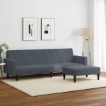 vidaXL Set canapea, 2 piese, gri închis, catifea