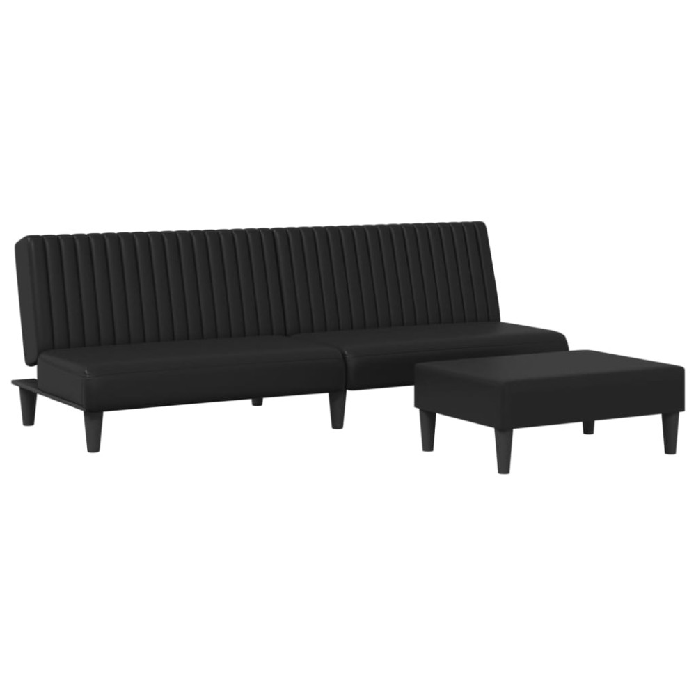 vidaXL Set de canapele, 2 piese, negru, piele ecologică