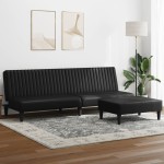 vidaXL Set de canapele, 2 piese, negru, piele ecologică vidaXL Set de canapele, 2 piese, negru, piele ecologică