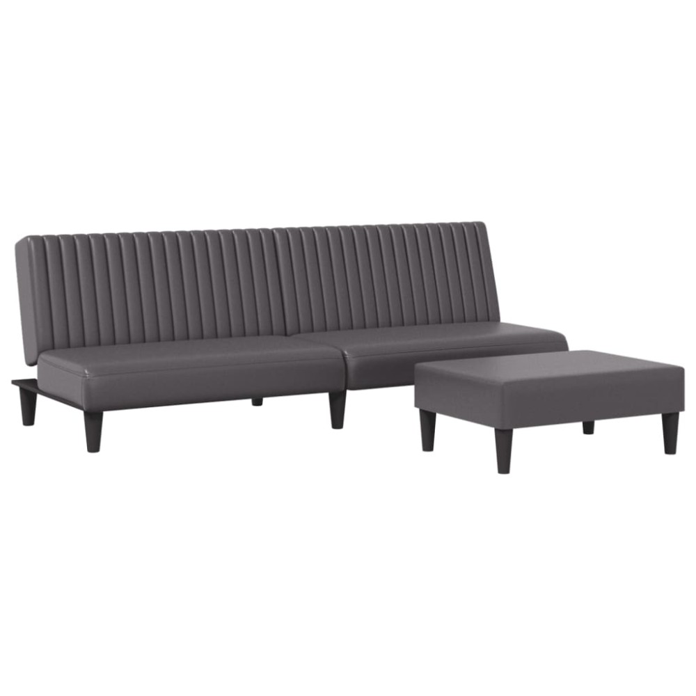 vidaXL Set de canapele, 2 piese, gri, piele ecologică