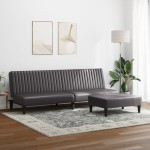vidaXL Set de canapele, 2 piese, gri, piele ecologică vidaXL Set de canapele, 2 piese, gri, piele ecologică