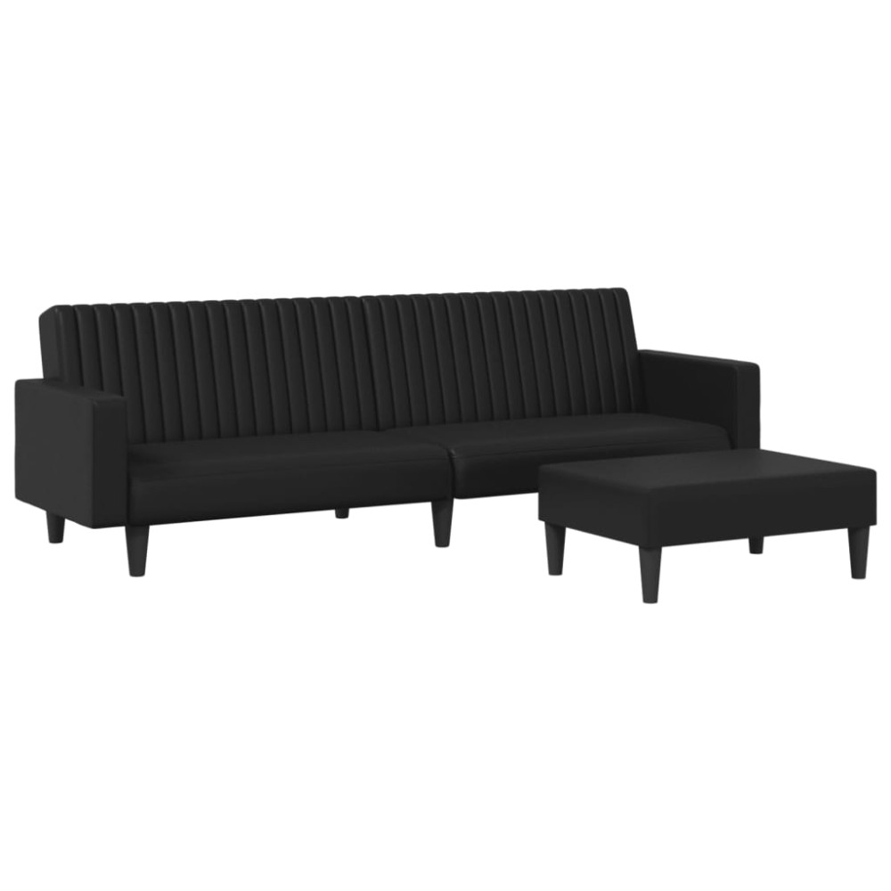 vidaXL Set de canapele, 2 piese, negru, piele ecologică