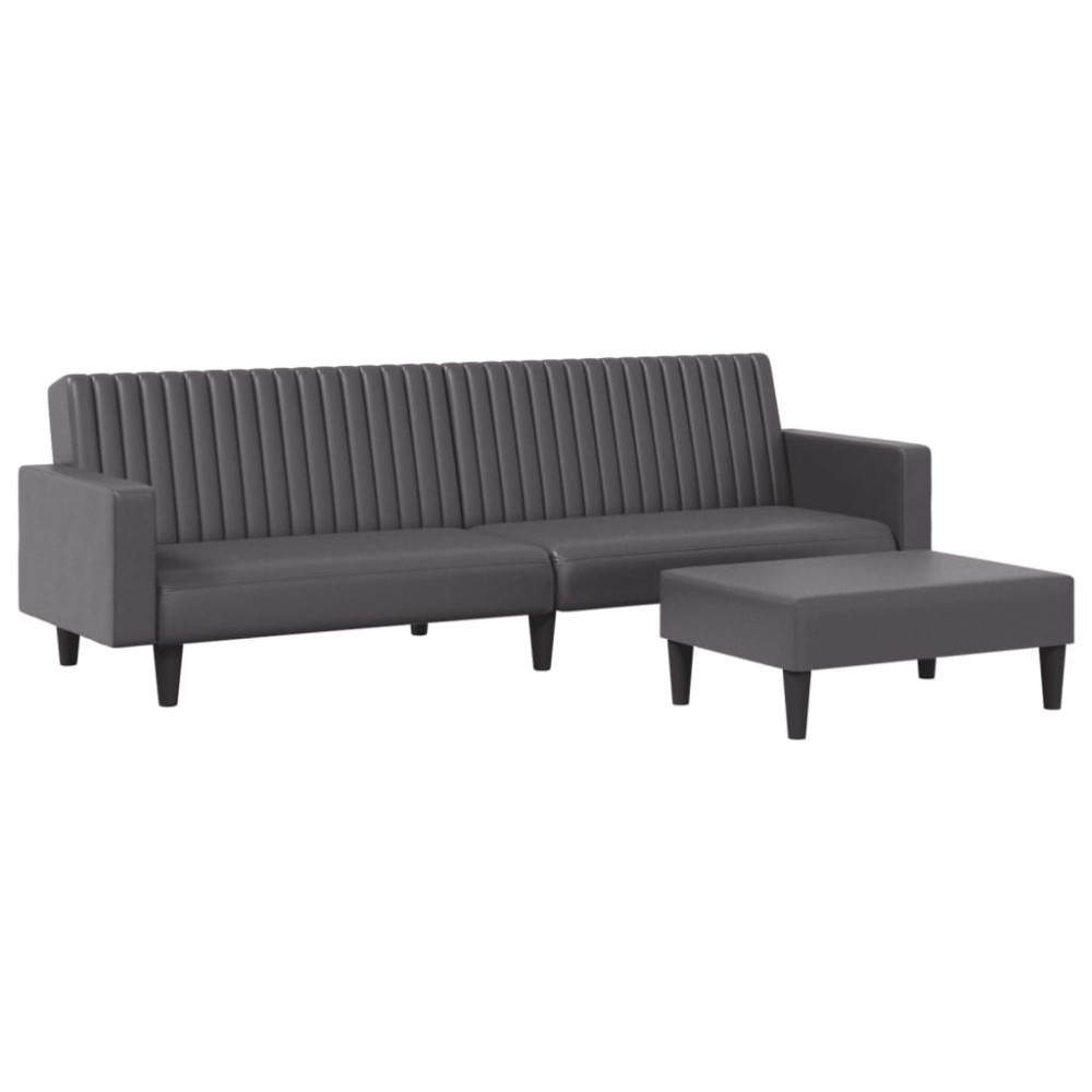 vidaXL Set de canapele, 2 piese, gri, piele ecologică